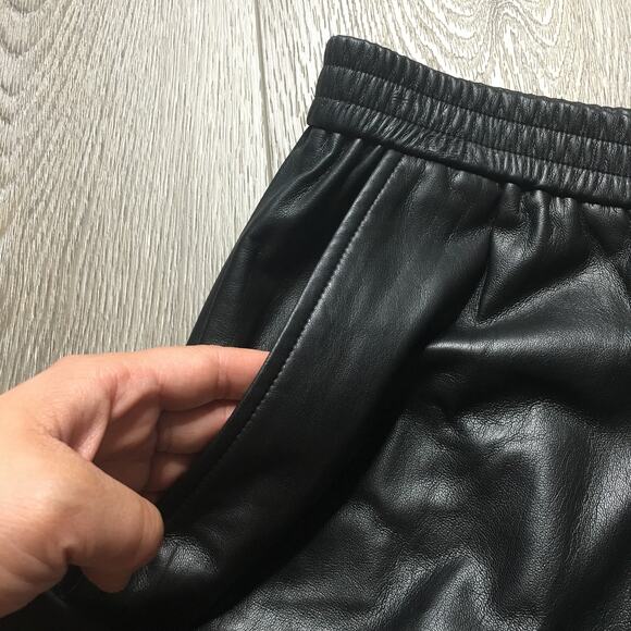 HUGO BOSS Womens Faux Leather Elastic Waist Motorcycle Ankle Pants Black US 10 - Picture 3 of 10